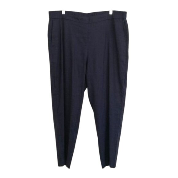 J. Jill Linen Blend Stretchy Tapered Leg Pants Navy Blue Size XL - Picture 1 of 6